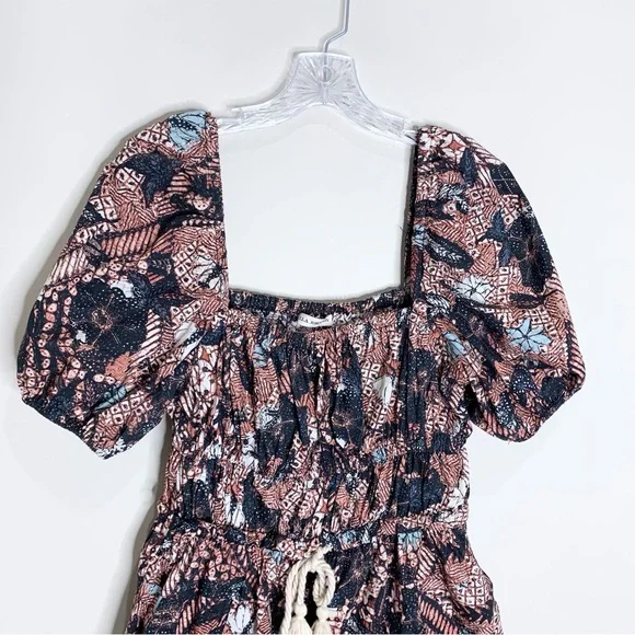 Ulla Johnson Alegria Playsuit (Sz 6) Puff Sleeve Poplin Romper Rosewood